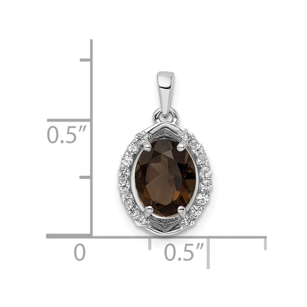 1.54 Carat (ctw) Smokey Quartz and White Topaz Pendant Necklace in Sterling Silver with Chain Image 4