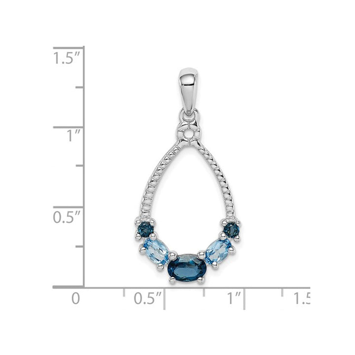 1.25 Carat (ctw) London Blue Topaz Drop Pendant Necklace in Sterling Silver with Chain Image 3