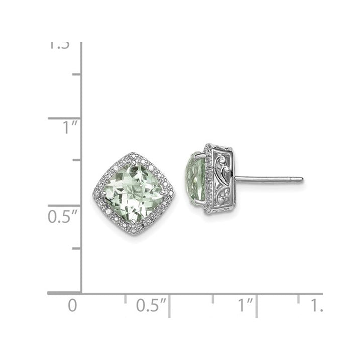 3.90 Carat (ctw) Cushion-Cut Green Quartz Post Earrings in Sterling Silver Image 4