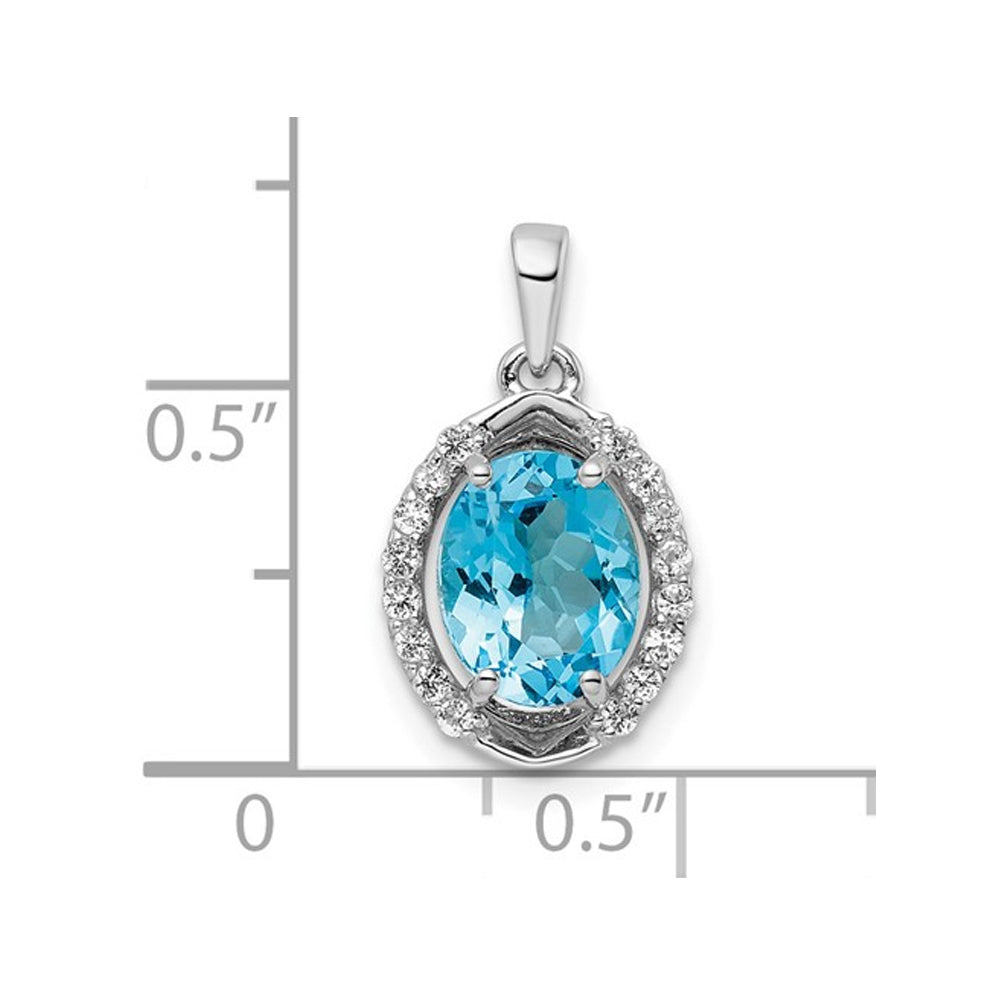 2.60 Carat (ctw) Blue Topaz and White Topaz Pendant Necklace in Sterling Silver with Chain Image 3