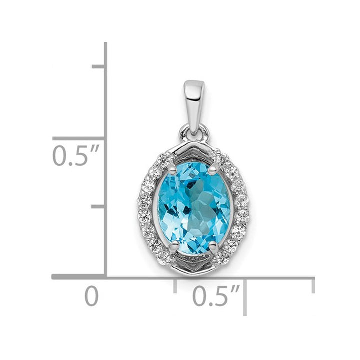 2.60 Carat (ctw) Blue Topaz and White Topaz Pendant Necklace in Sterling Silver with Chain Image 3