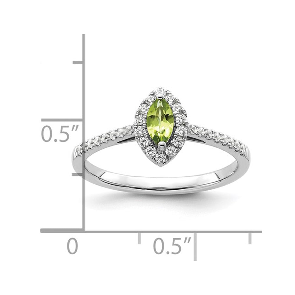 1/4 Carat (ctw) Peridot Ring in 14K White Gold with Lab-Grown Diamonds Image 2