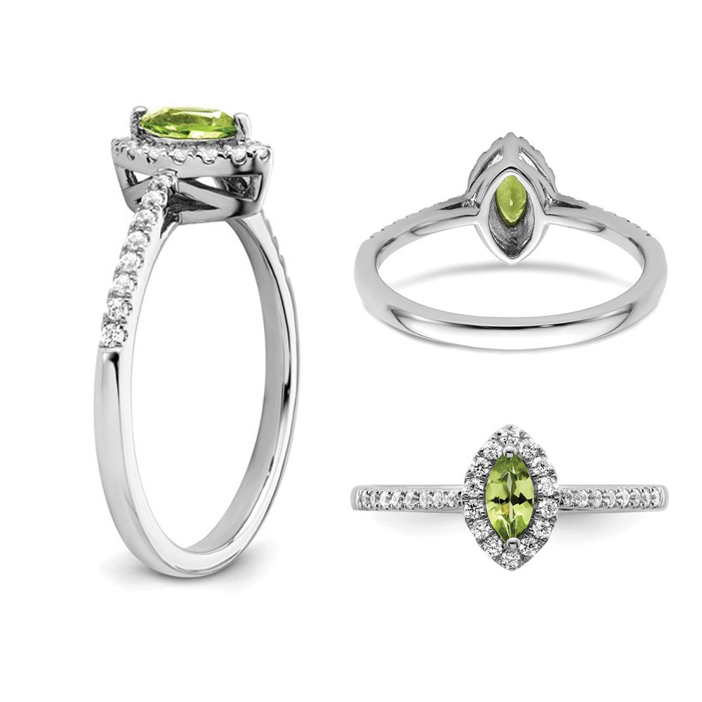 1/4 Carat (ctw) Peridot Ring in 14K White Gold with Lab-Grown Diamonds Image 3