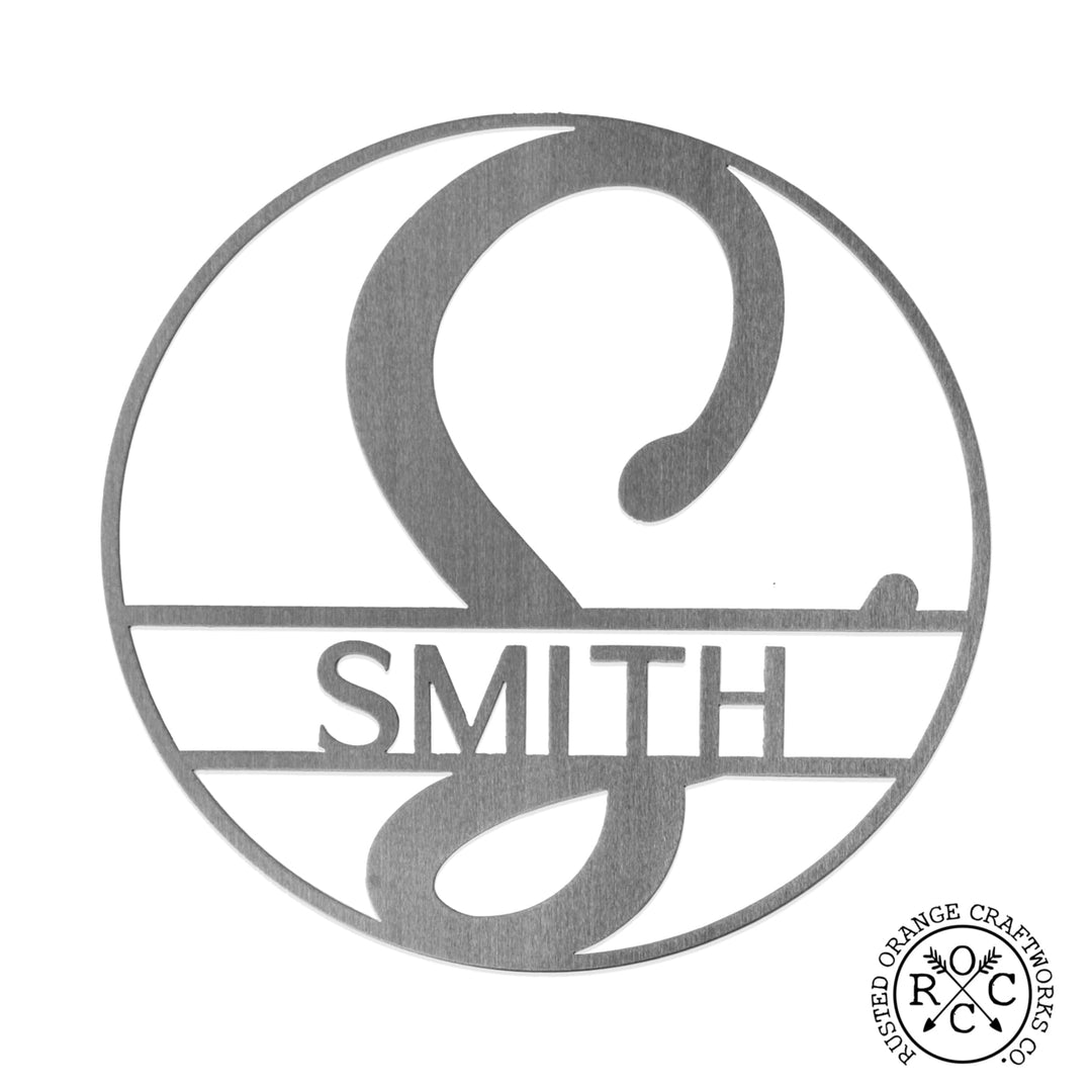 Fullerton Circle Monogram - 2 Sizes - Metal Personalized Last Name with Monogram Sign Image 3