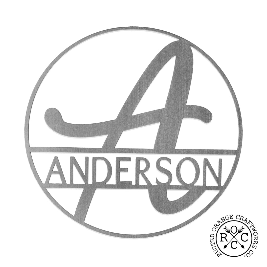 Fullerton Circle Monogram - 2 Sizes - Metal Personalized Last Name with Monogram Sign Image 4