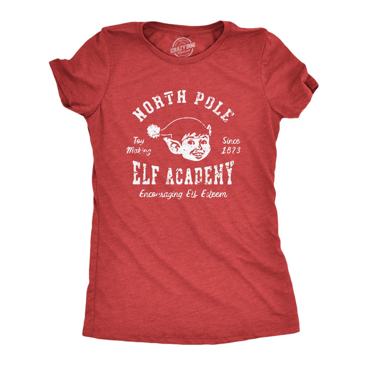 Womens North Pole Elf Academy T Shirt Funny Christmas Party Santas Helpers Tee For Ladies Image 1