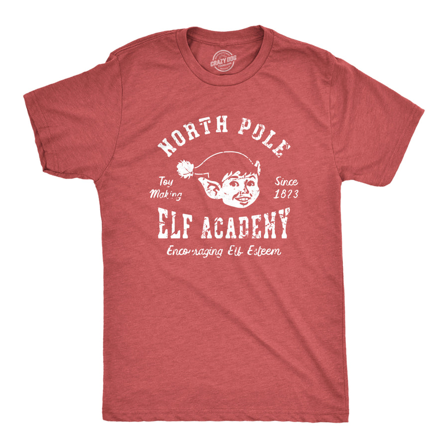 Mens North Pole Elf Academy T Shirt Funny Christmas Party Santas Helpers Tee For Guys Image 1