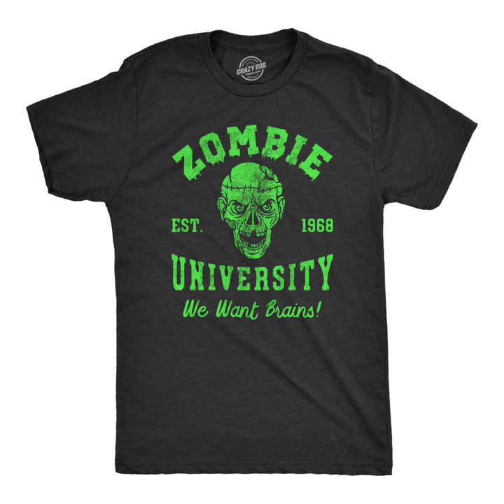 Mens Zombie University T Shirt Funny Undead Academy Tee For Guys Image 1