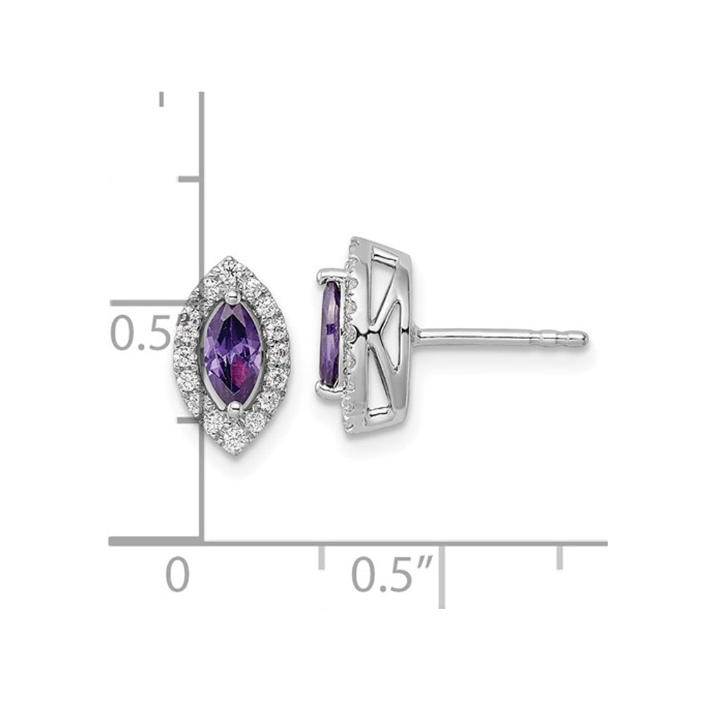 2/5 Carat (ctw) Amethyst Halo Earrings in 14K White Gold with Lab-Grown Diamonds Image 4