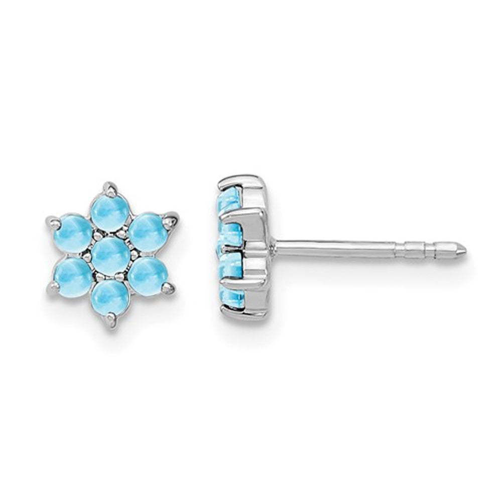1.15 Carat (ctw) Blue Topaz Flower Earrings in 14K White Gold Image 1