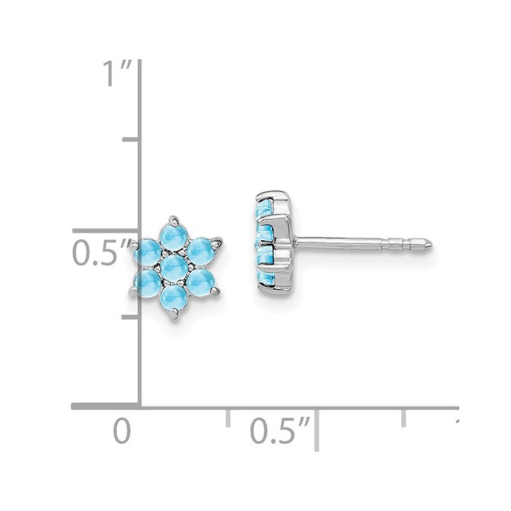 1.15 Carat (ctw) Blue Topaz Flower Earrings in 14K White Gold Image 4
