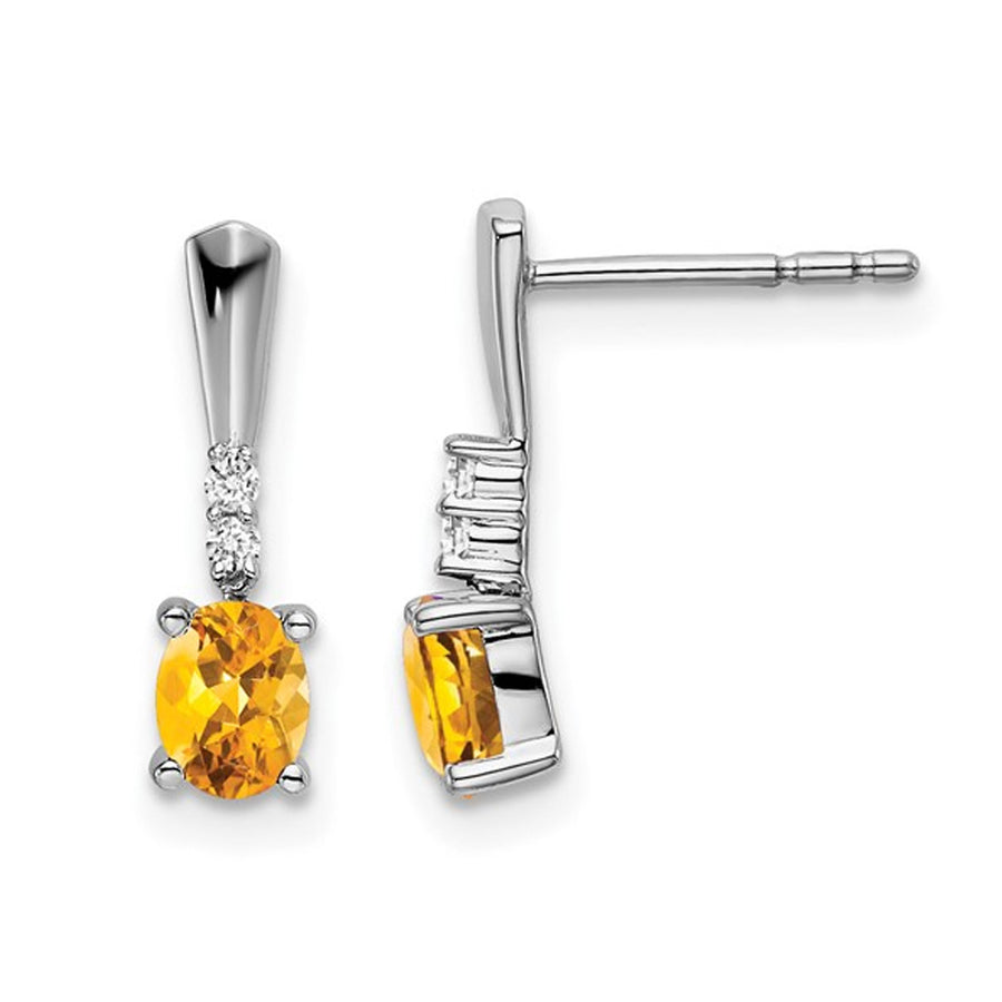 7/10 Carat (ctw) Yellow Citrine Drop Earrings in 14K White Gold Image 1