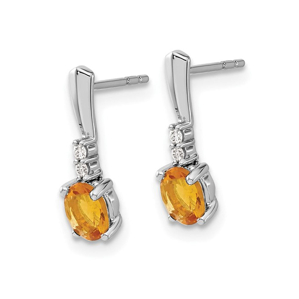 7/10 Carat (ctw) Yellow Citrine Drop Earrings in 14K White Gold Image 2