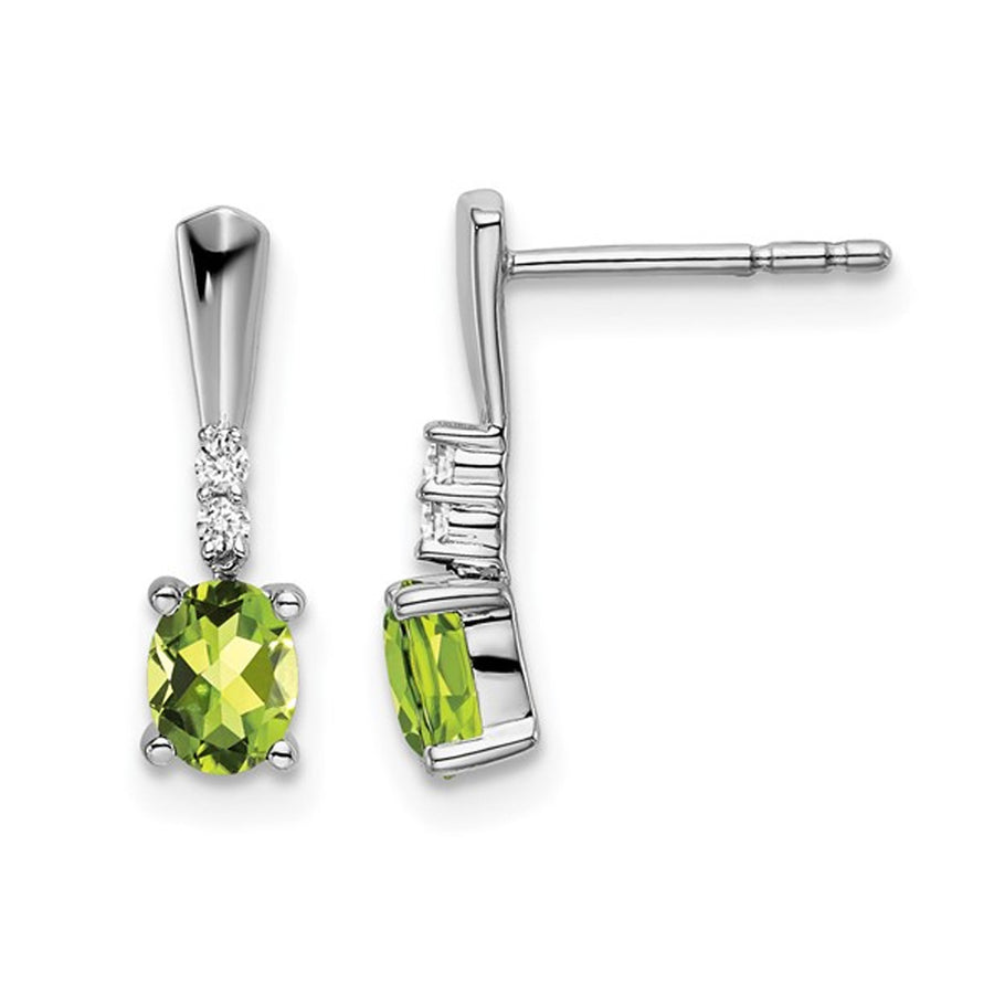 7/10 Carat (ctw) Green Peridot Drop Earrings in 14K White Gold Image 1