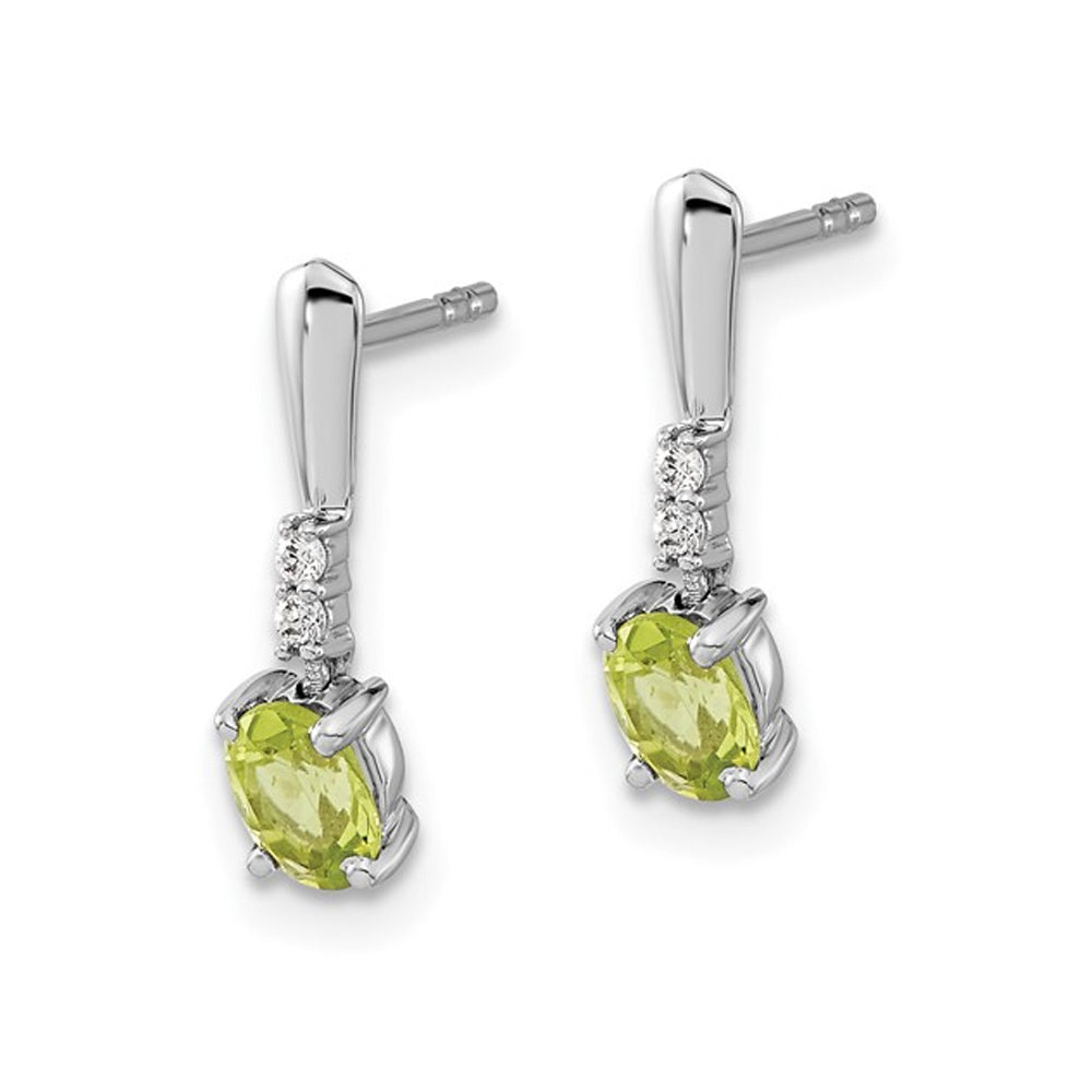 7/10 Carat (ctw) Green Peridot Drop Earrings in 14K White Gold Image 2