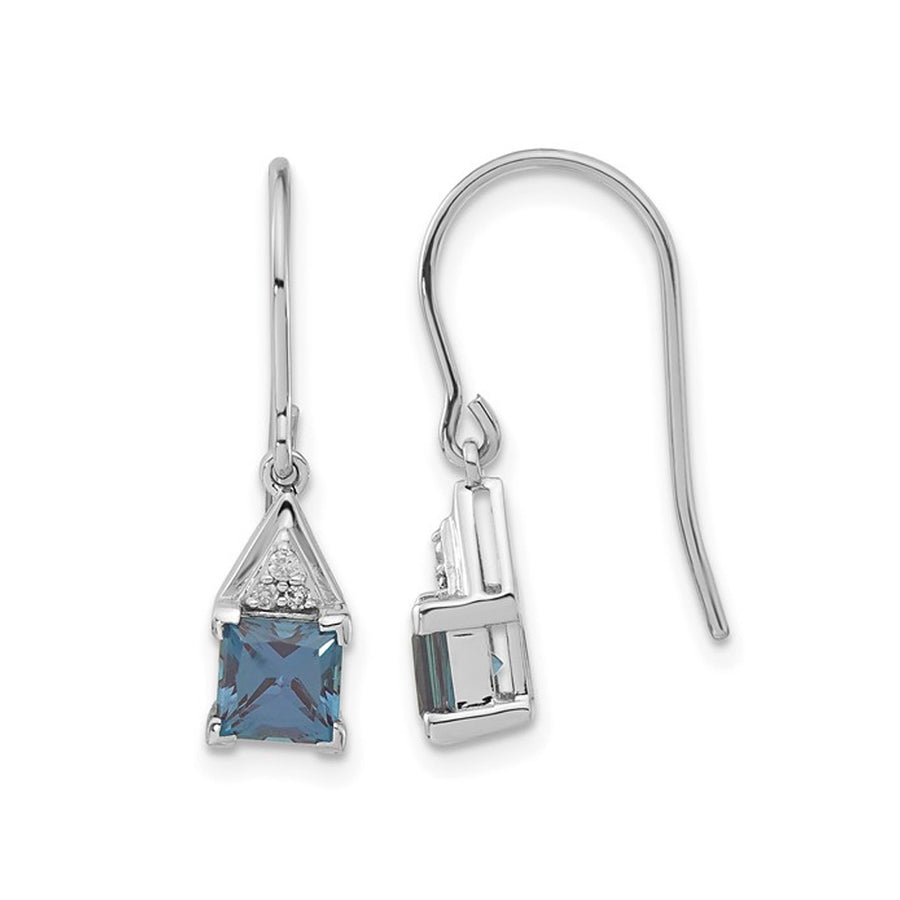 2/5 Carat (ctw) Cushion-Cut Lab Created Alexandrite Dangle Earrings in 10K White Gold Image 1