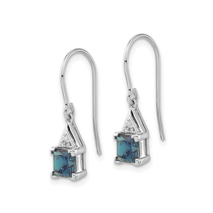 2/5 Carat (ctw) Cushion-Cut Lab Created Alexandrite Dangle Earrings in 10K White Gold Image 3