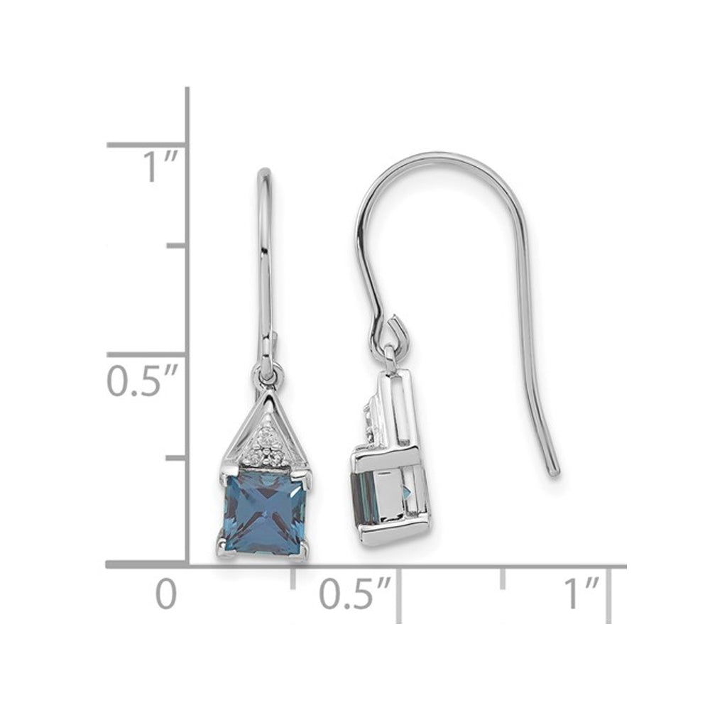 2/5 Carat (ctw) Cushion-Cut Lab Created Alexandrite Dangle Earrings in 10K White Gold Image 4