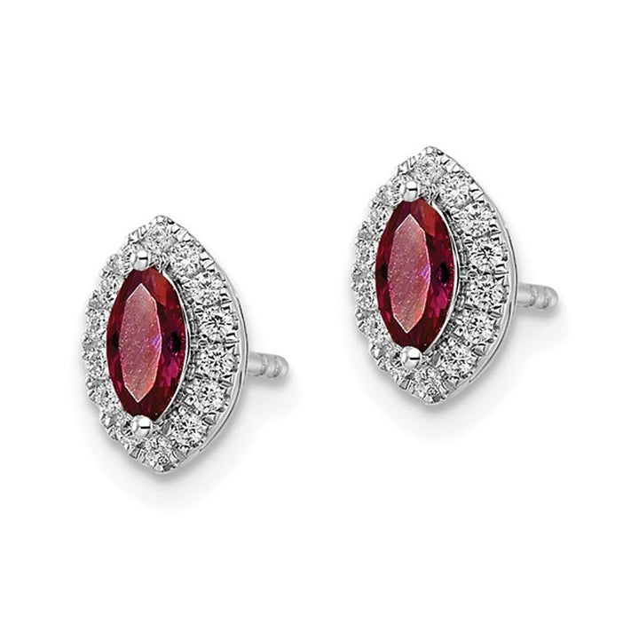 7/10 Carat (ctw) Lab-Created Ruby Halo Earrings in 14K White Gold Earrings with Lab-Grown Diamonds Image 3