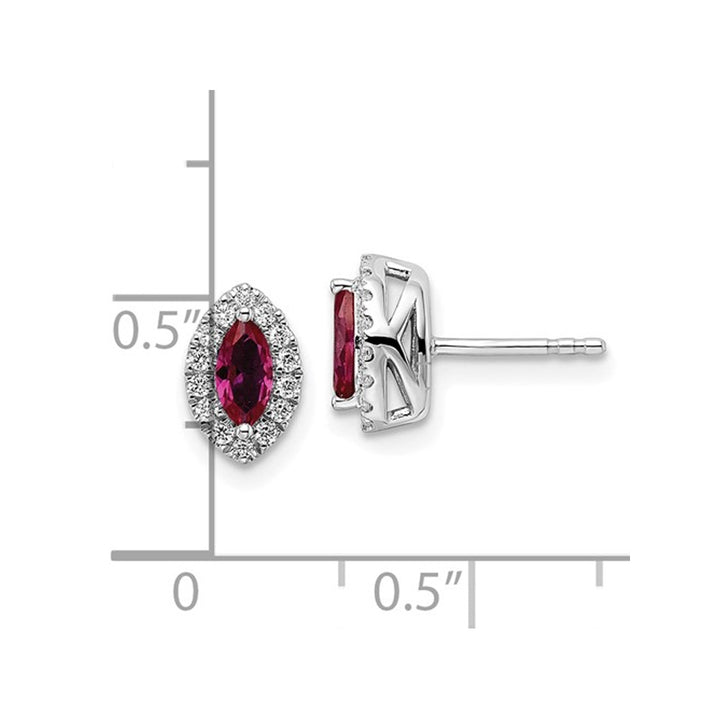 7/10 Carat (ctw) Lab-Created Ruby Halo Earrings in 14K White Gold Earrings with Lab-Grown Diamonds Image 4
