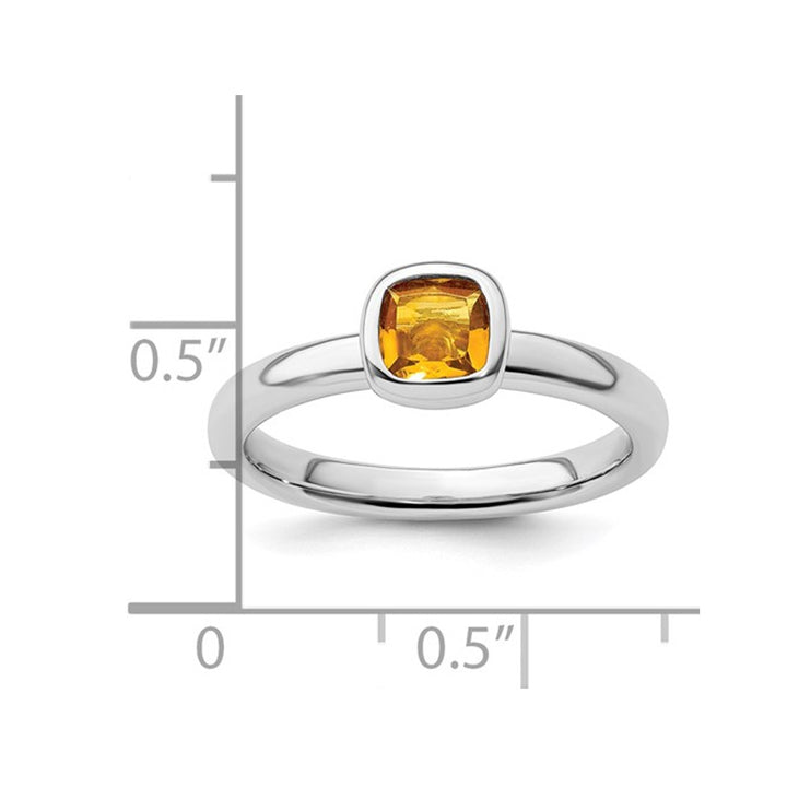 1/2 Carat (ctw) Cushion-Cut Citrine Ring in Sterling Silver Image 3