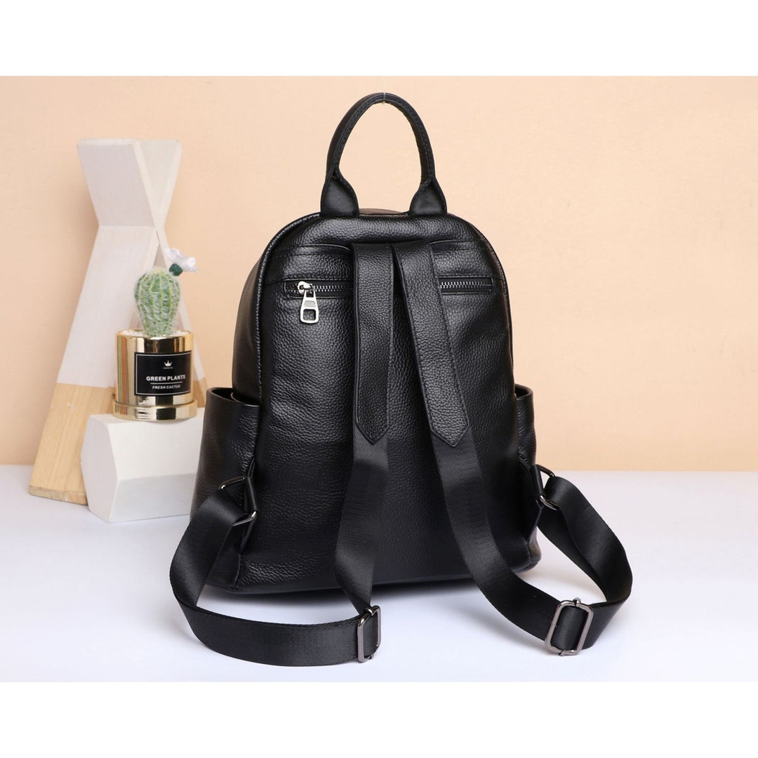 navor Genuine Leather Backpack for Girls & Women Waterproof Daypack Casual Convertible Business, Travel Handbag -Black Image 2