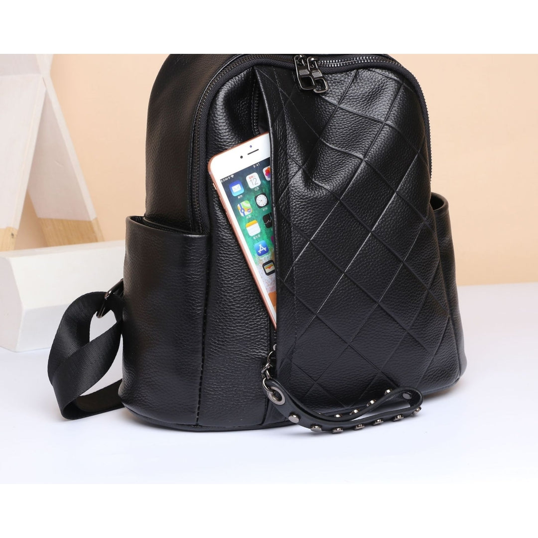 navor Genuine Leather Backpack for Girls & Women Waterproof Daypack Casual Convertible Business, Travel Handbag -Black Image 4
