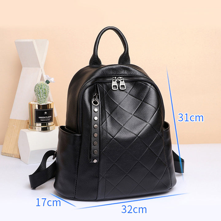 navor Genuine Leather Backpack for Girls and Women Waterproof Daypack Casual Convertible Business Travel Handbag -Black Image 4