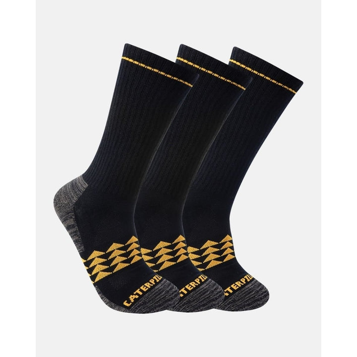 Caterpillar Mens Max Half Cushion Crew Socks (3 pack) Black - 43CT302362TD-BLK BLACK Image 1