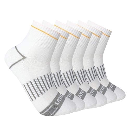 Caterpillar Mens Advanced Half Cushion Quarter Socks (6 Pack) White - 43CT302349TB-WHT WHITE Image 1