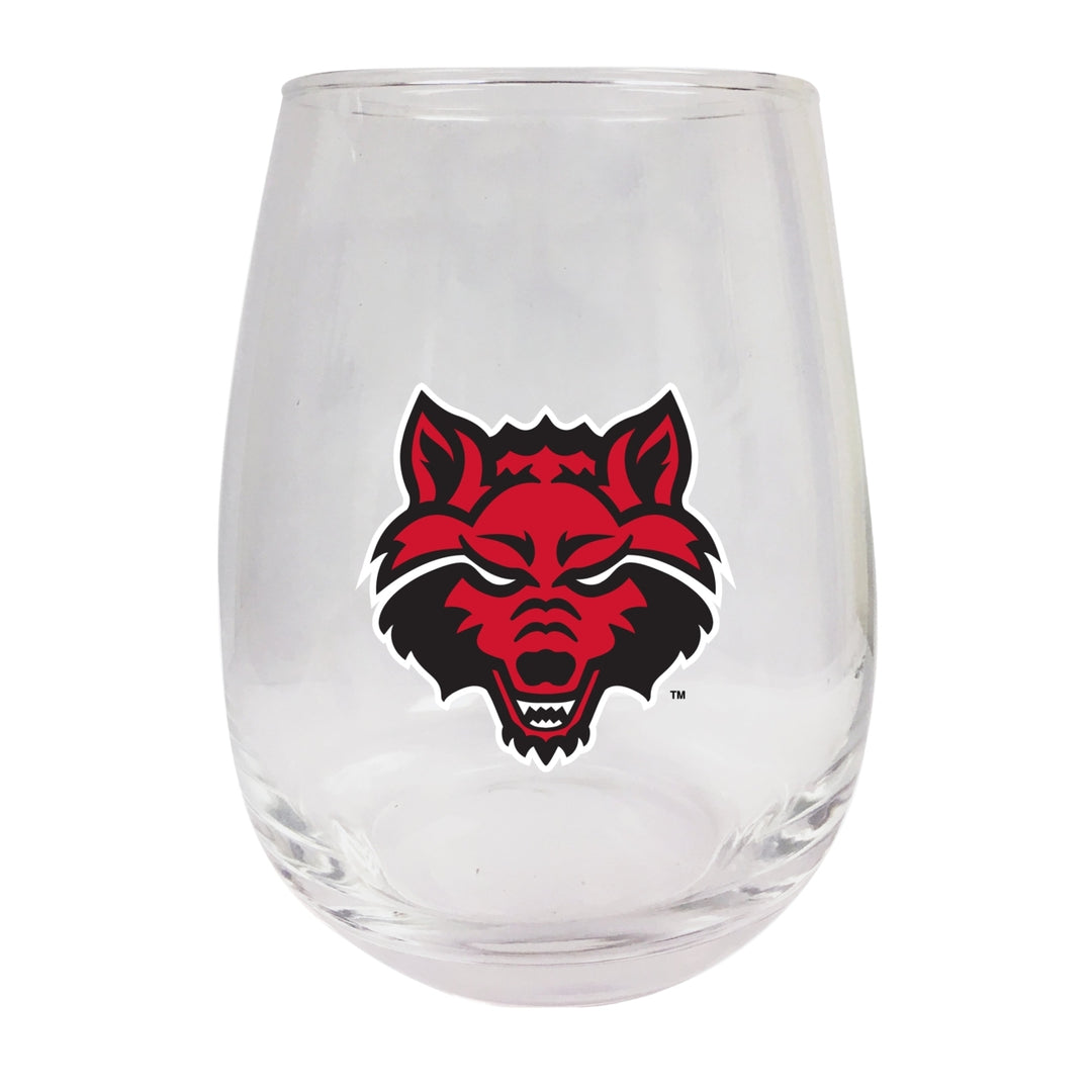 Arkansas State Stemless Wine Glass - 9 oz. Officially Licensed NCAA Merchandise Image 1