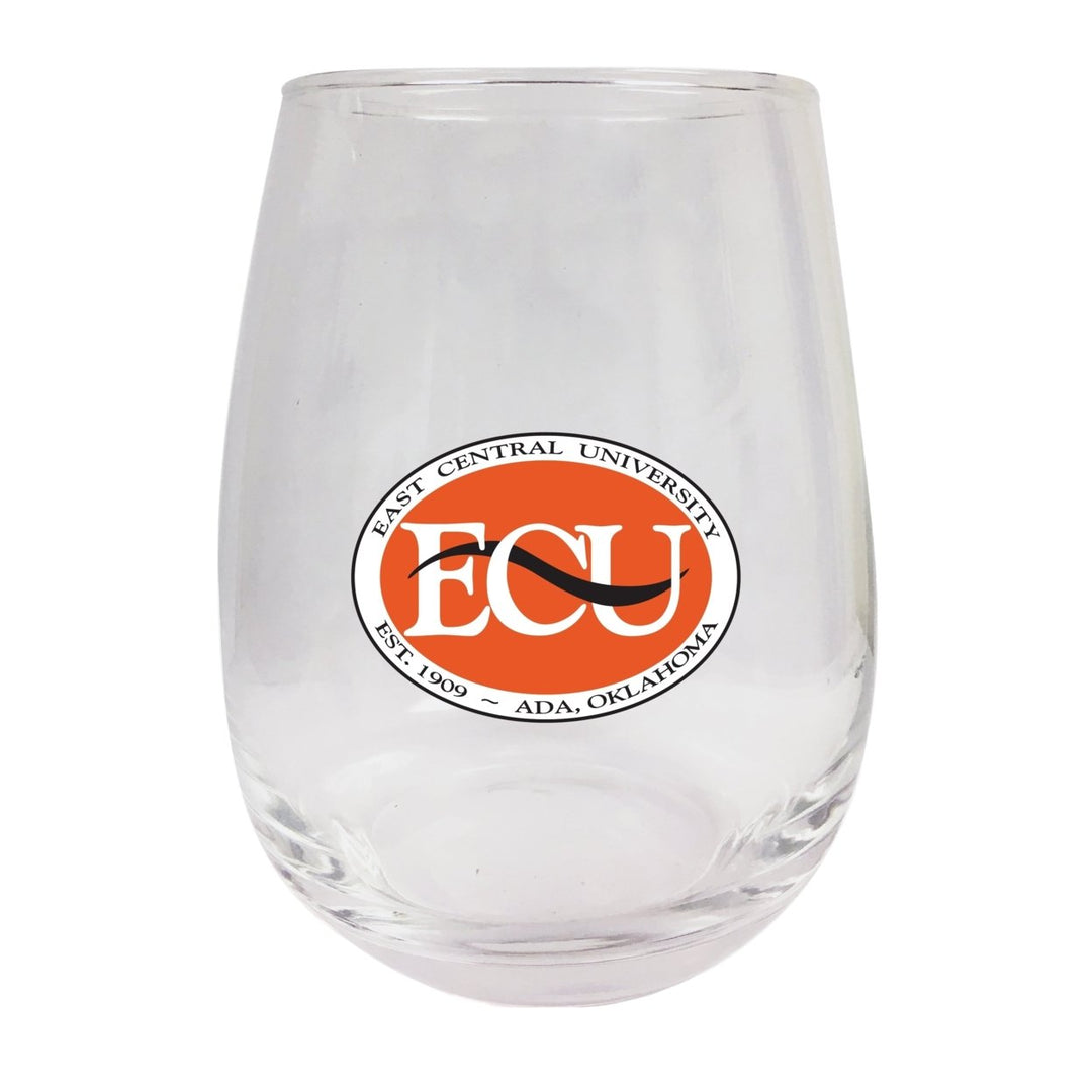 East Central University Tigers Stemless Wine Glass - 9 oz. Officially Licensed NCAA Merchandise Image 1