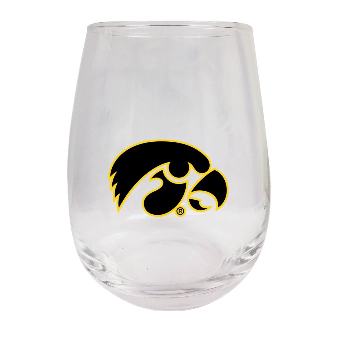 Iowa Hawkeyes Stemless Wine Glass - 9 oz. Officially Licensed NCAA Merchandise Image 1