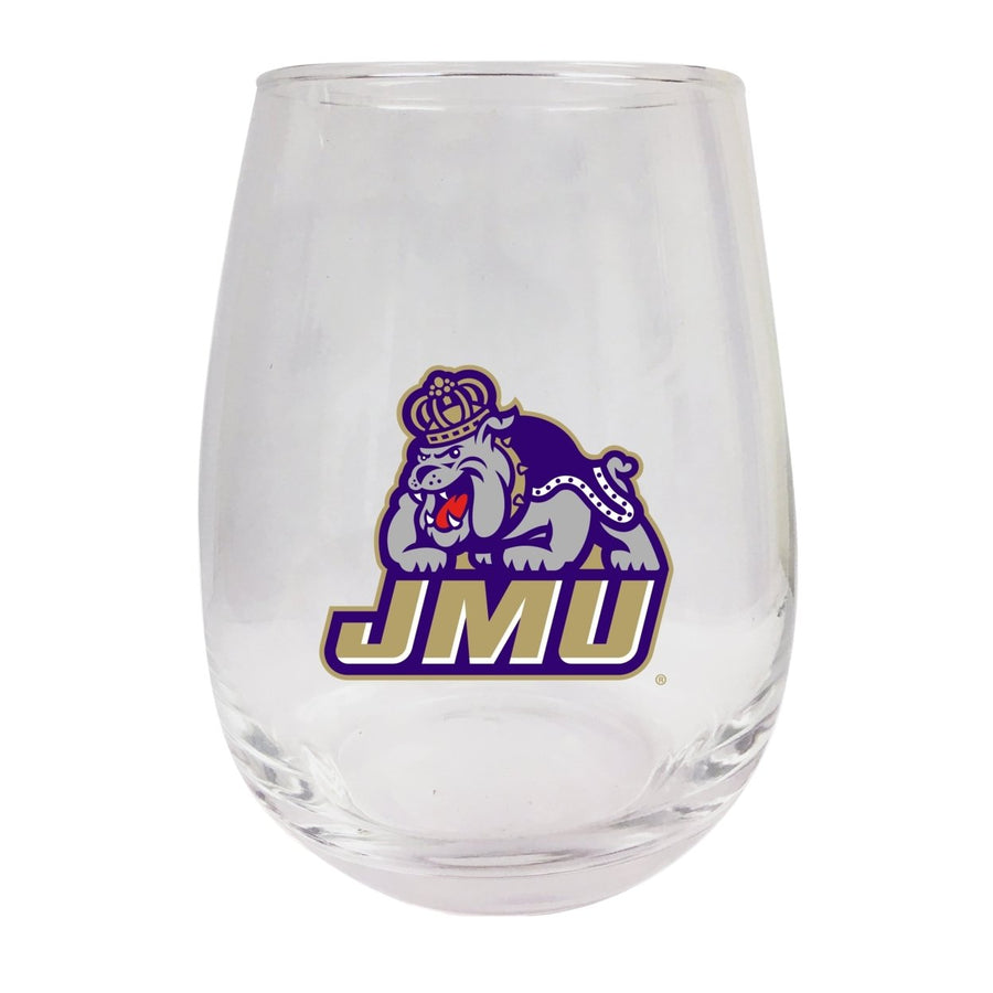 James Madison Dukes Stemless Wine Glass - 9 oz. Officially Licensed NCAA Merchandise Image 1