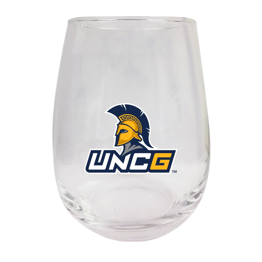 North Carolina Greensboro Spartans Stemless Wine Glass - 9 oz. Officially Licensed NCAA Merchandise Image 1