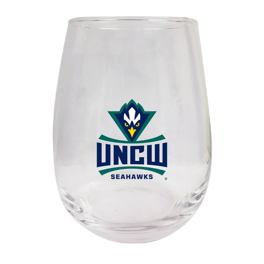 North Carolina Wilmington Seahawks Stemless Wine Glass - 9 oz. Officially Licensed NCAA Merchandise Image 1