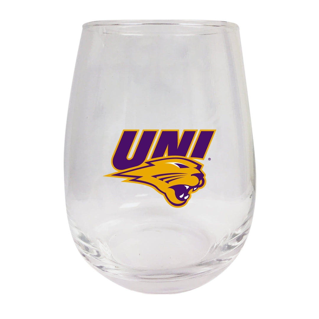 Northern Iowa Panthers Stemless Wine Glass - 9 oz. Officially Licensed NCAA Merchandise Image 1