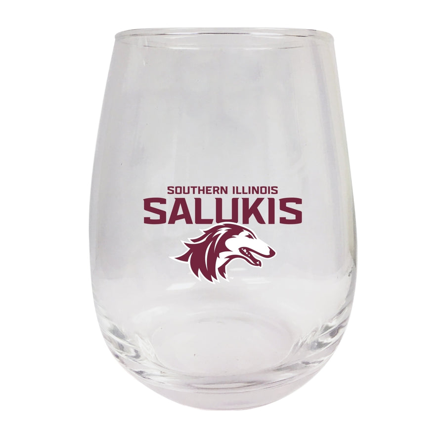 Southern Illinois Salukis Stemless Wine Glass - 9 oz.  Officially Licensed NCAA Merchandise Image 1