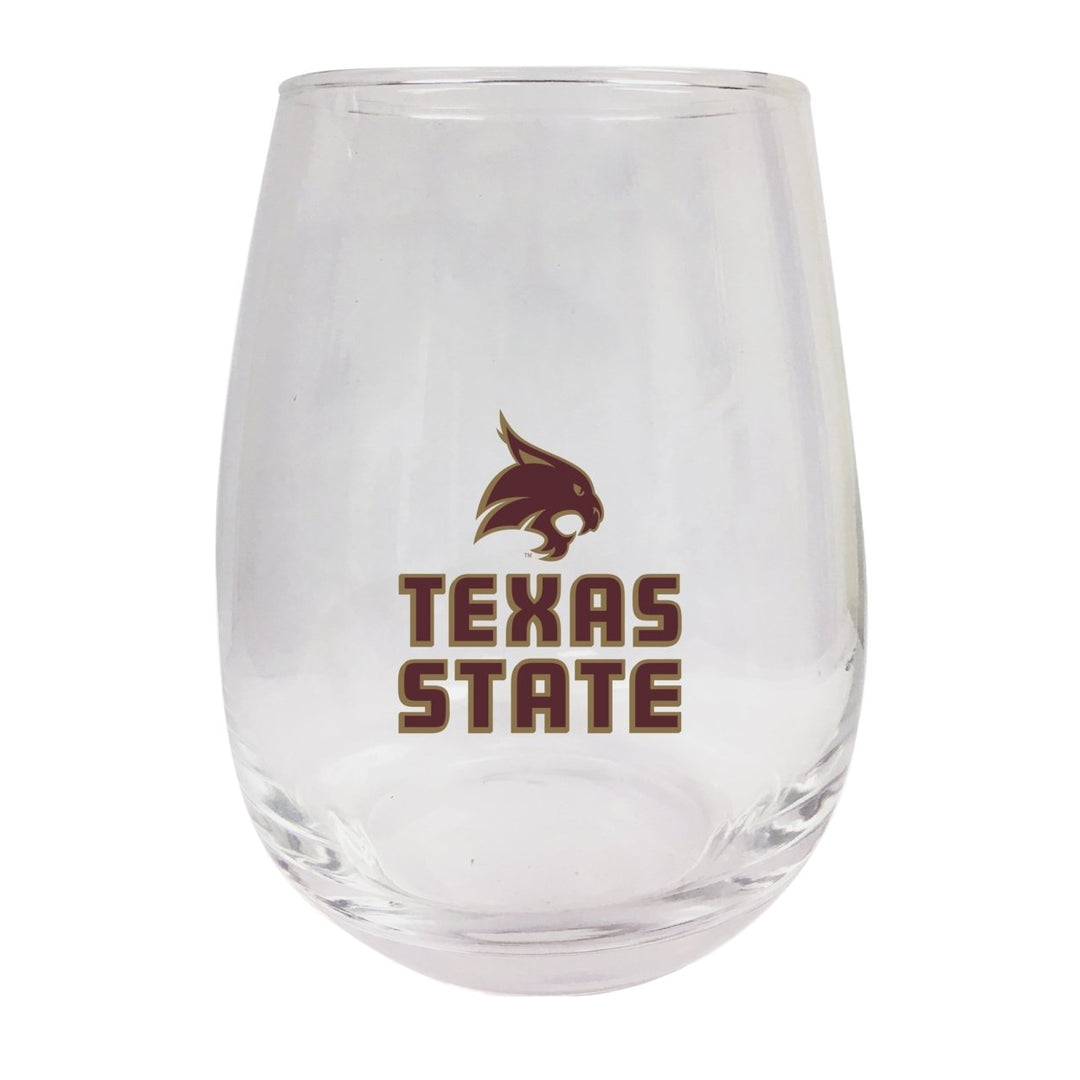 Texas State Bobcats Stemless Wine Glass - 9 oz. Officially Licensed NCAA Merchandise Image 1