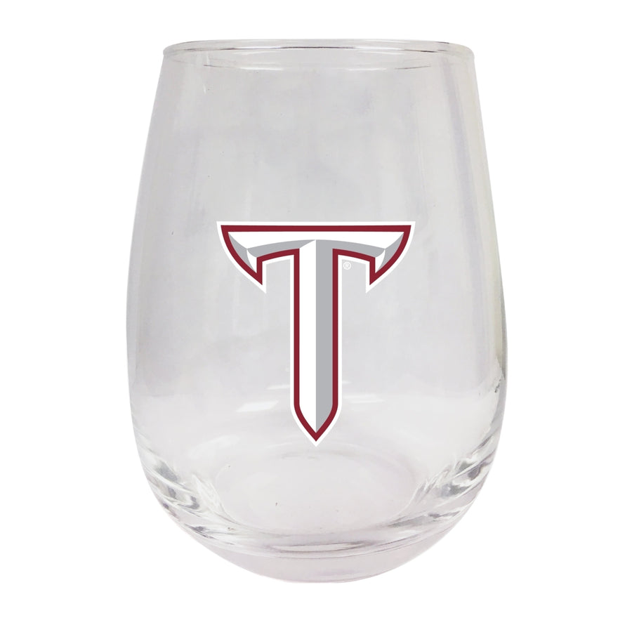 Troy University Stemless Wine Glass - 9 oz. Officially Licensed NCAA Merchandise Image 1