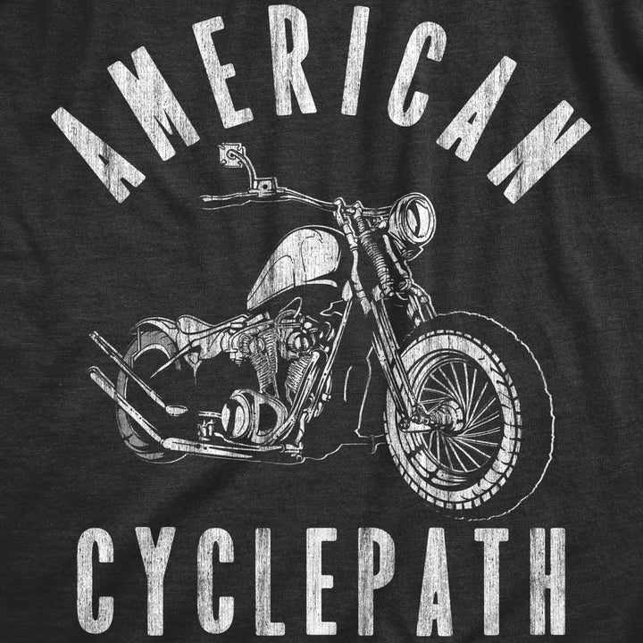 Mens American Cyclepath T Shirt Funny Insane Motorcycle Riding Tee For Guys Image 2