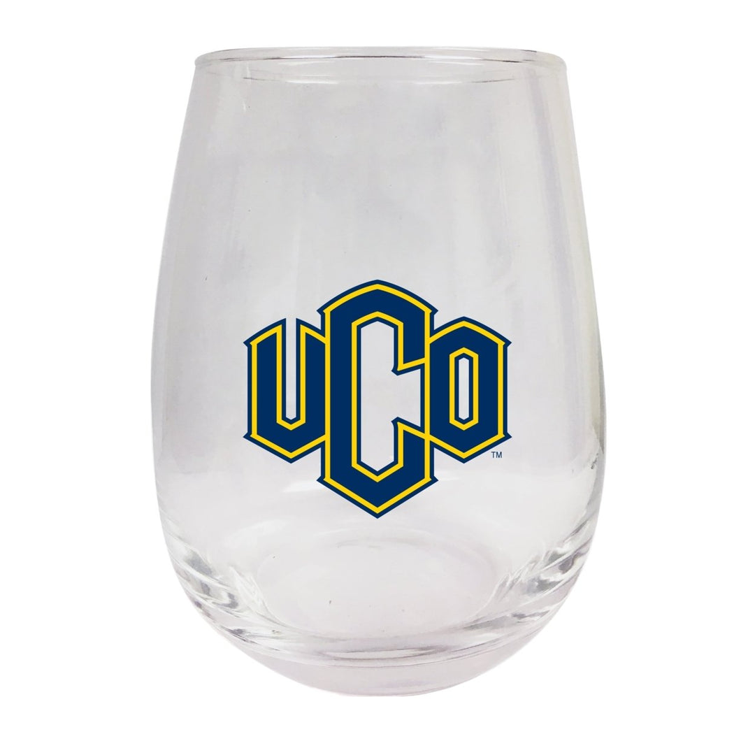 University of Central Oklahoma Bronchos Stemless Wine Glass - 9 oz. Officially Licensed NCAA Merchandise Image 1