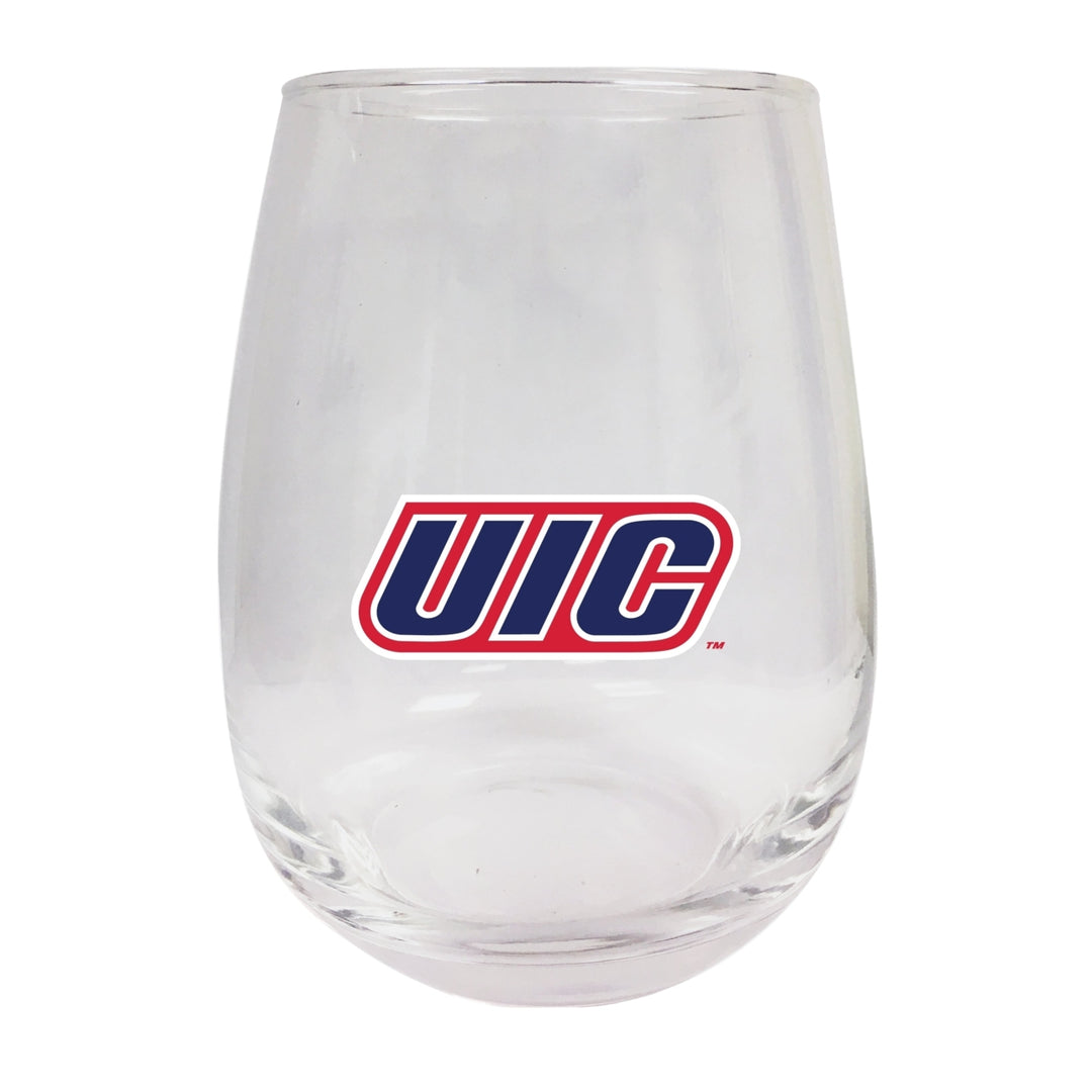 University of Illinois at Chicago Stemless Wine Glass - 9 oz. Officially Licensed NCAA Merchandise Image 1