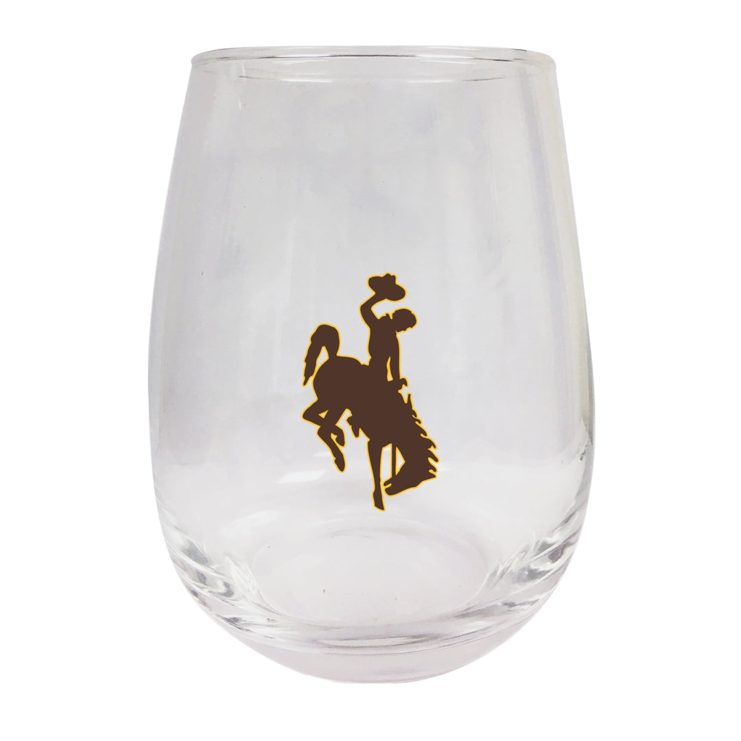 University of Wyoming Stemless Wine Glass - 9 oz. Officially Licensed NCAA Merchandise Image 1