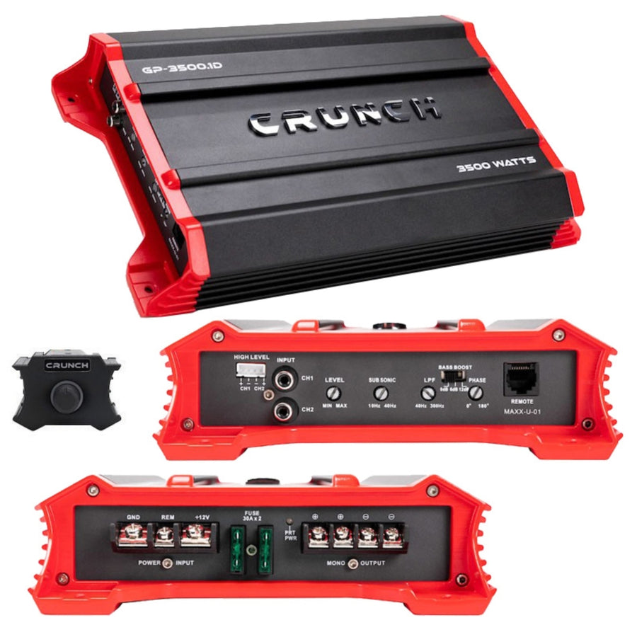 Crunch GP-3500.1D Mono Car Amplifier 3500 Watt Class D 1 Ohm with Bass Remote Image 1