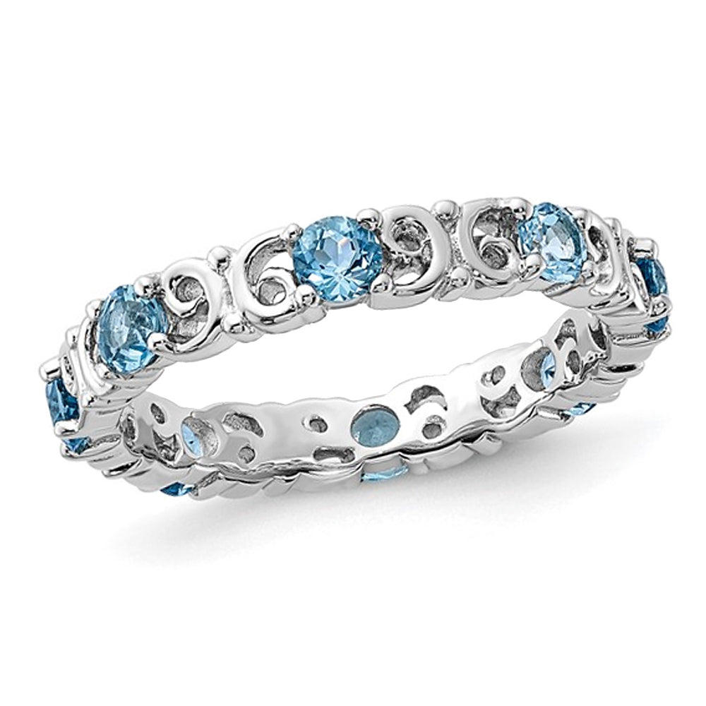1.15 Carat (ctw) Blue Topaz Band Ring in Sterling Silver Image 1