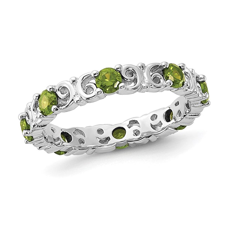 1.05 Carat (ctw) Peridot Band Ring in Sterling Silver Image 1