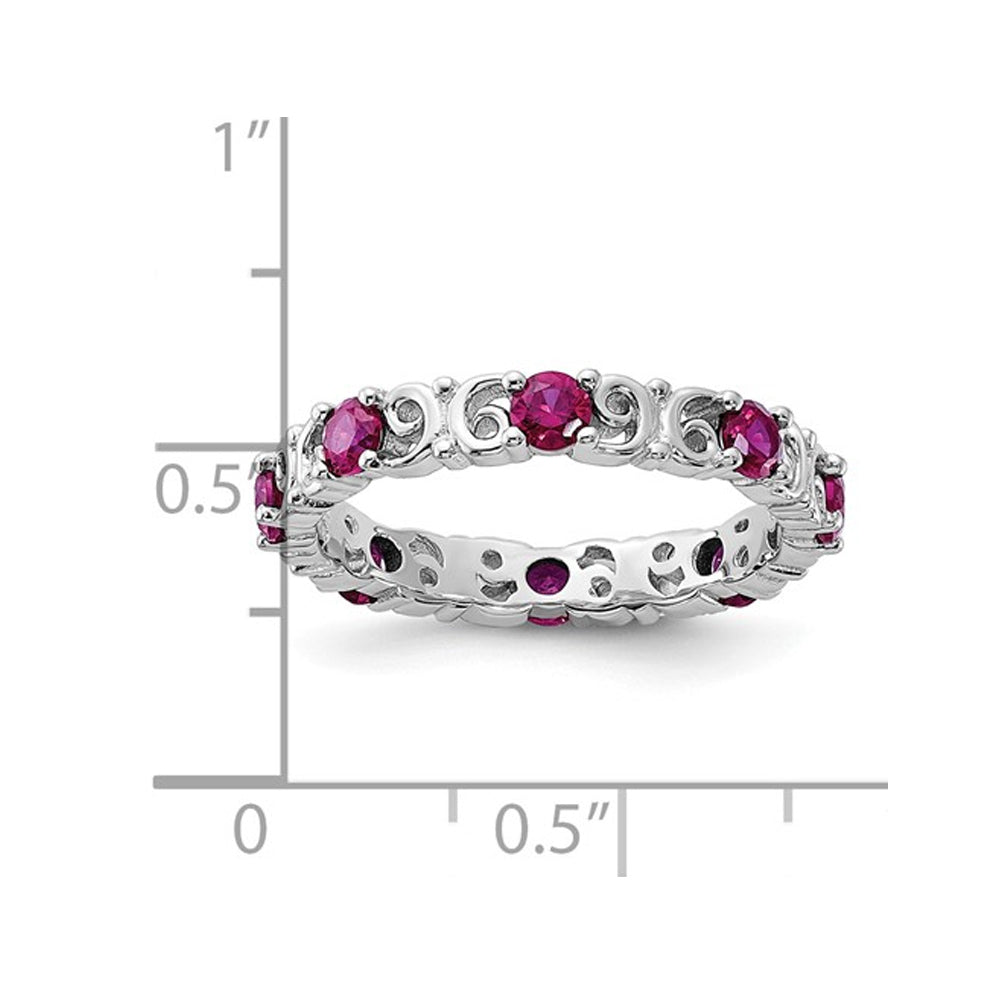 1.10 Carat (ctw) Lab-Created Ruby Band Ring in Sterling Silver Image 3