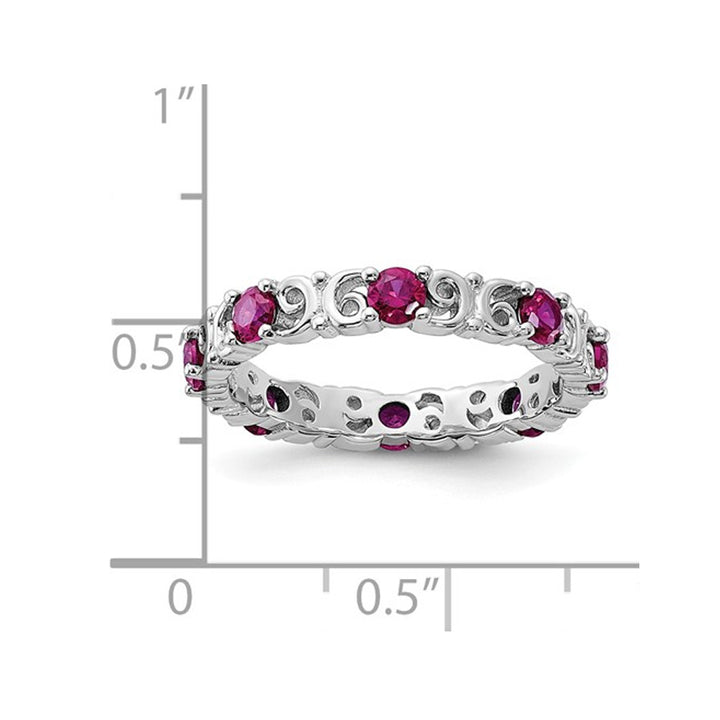 1.10 Carat (ctw) Lab-Created Ruby Band Ring in Sterling Silver Image 3