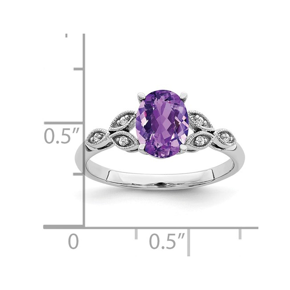 1.10 Carat (ctw) Oval-Cut Amethyst Ring in 14K White Gold Image 2